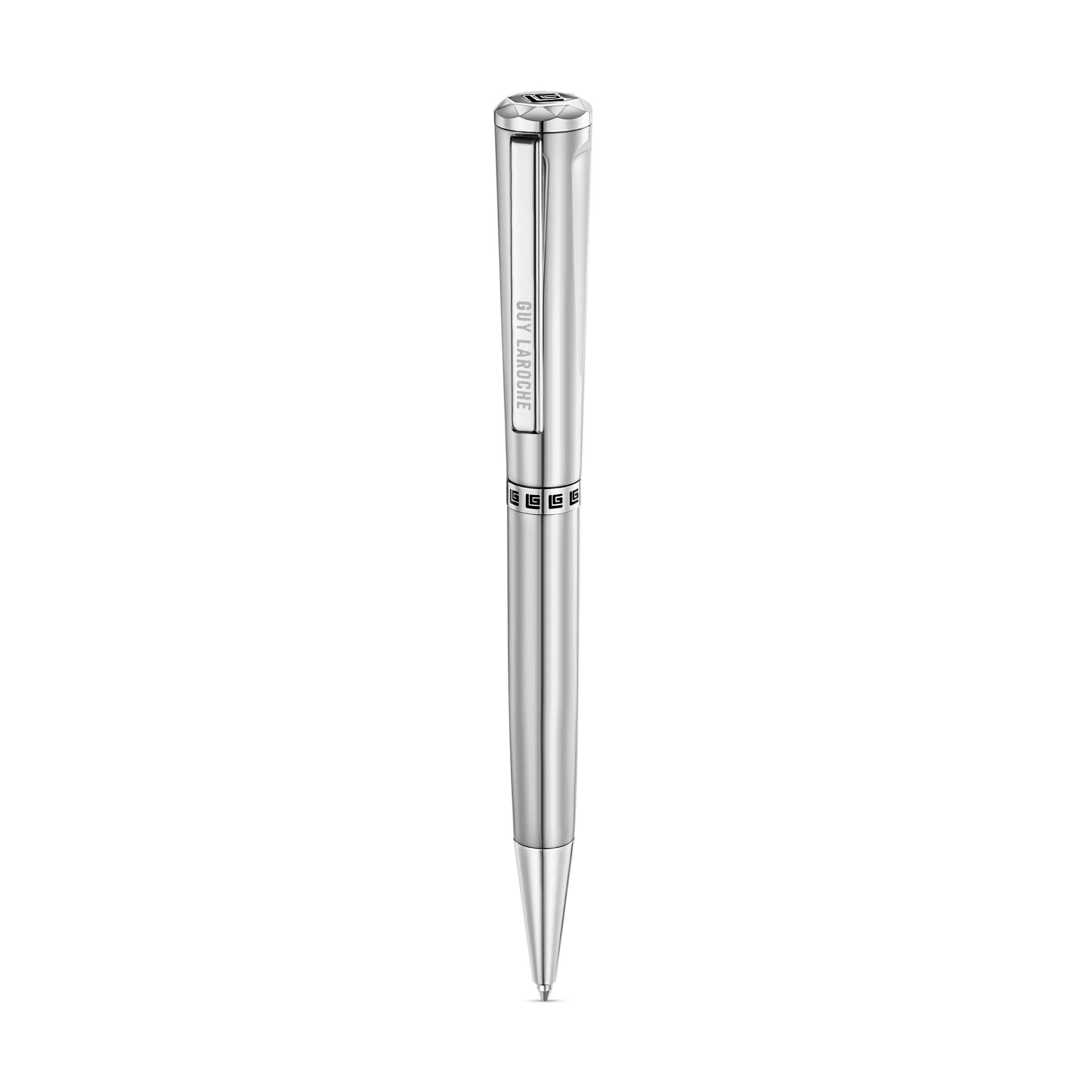 Guy Laroche Vincent stainless steel pen silver luxury writing instrument with logo ring Paris Gallery Qatar Shop the Latest Online