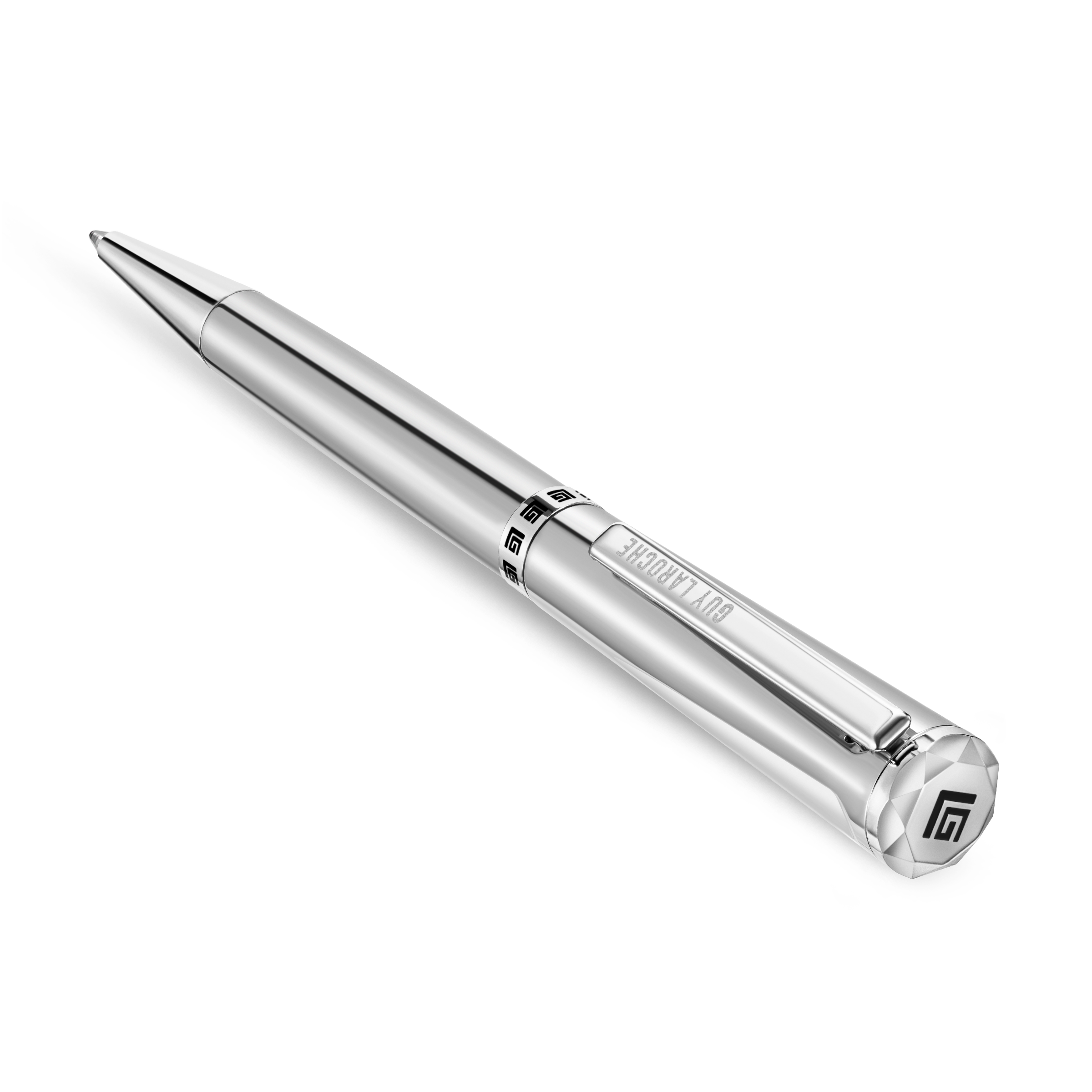 Guy Laroche Vincent stainless steel pen silver luxury writing instrument with logo ring Paris Gallery Qatar Shop the Latest Online