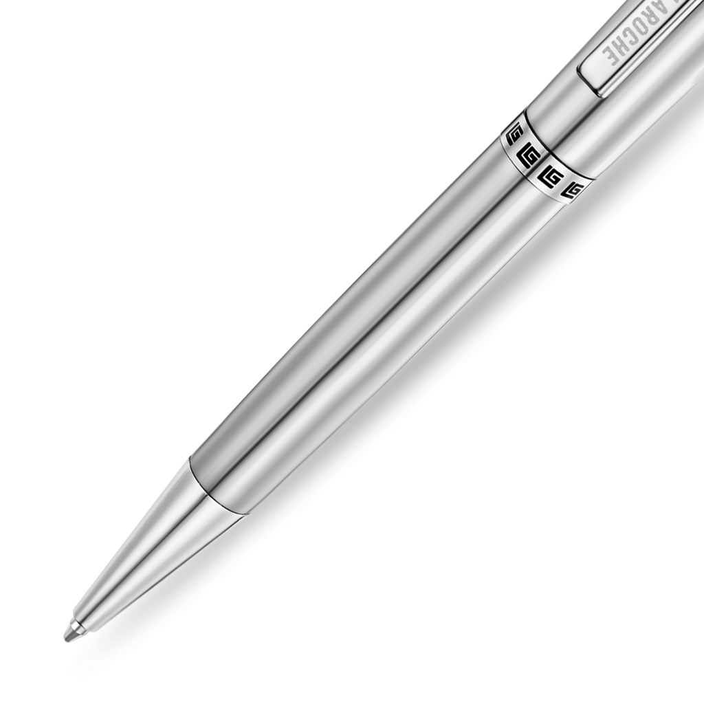 Guy Laroche Vincent stainless steel pen silver luxury writing instrument with logo ring Paris Gallery Qatar Shop the Latest Online