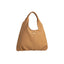 Warm beige pebbled leather hobo bag with a single curved strap. Features a central vertical seam and a gold-toned 'FIUMELLI'