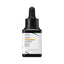 Black opaque serum bottle with a black dropper cap and a white label featuring orange and black text.