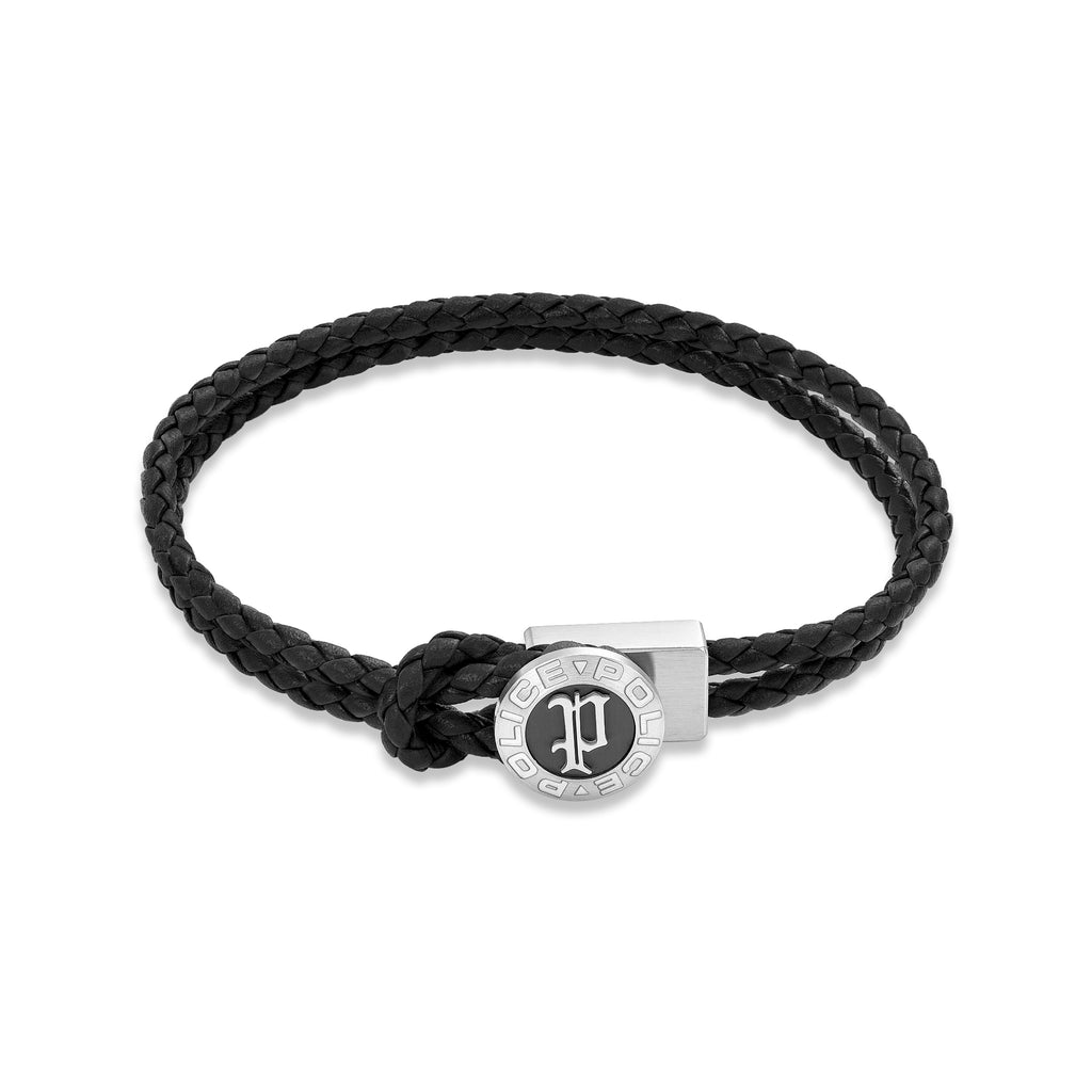 Police Men's Infiniti Black Textured Bracelet Leather