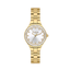 FREELOOK women's gold-tone stainless steel bracelet watch featuring a silver sunray dial, crystal-set hour markers, and sparkling crystal bezel.