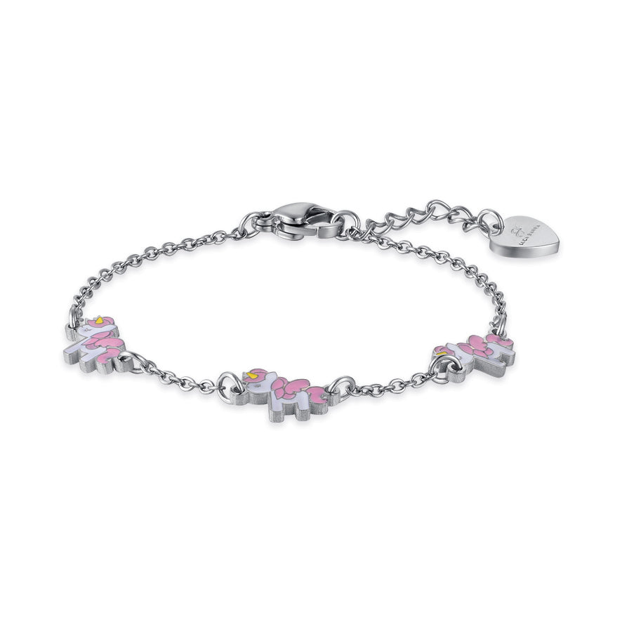 Luca Barra Girl's Steel Bracelet With Unicorns