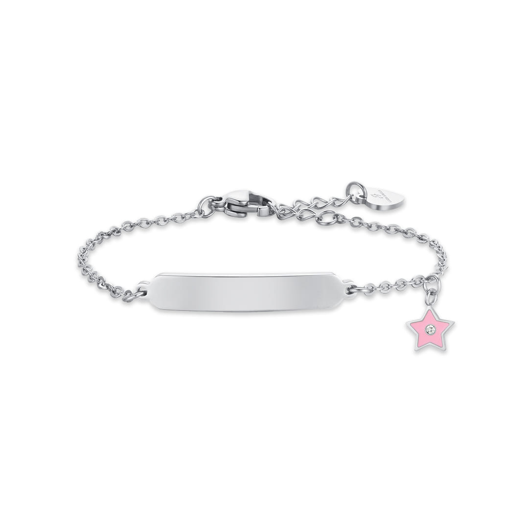 Luca Barra Girl's  Bracelet in Pink Enamel Steel and Plate