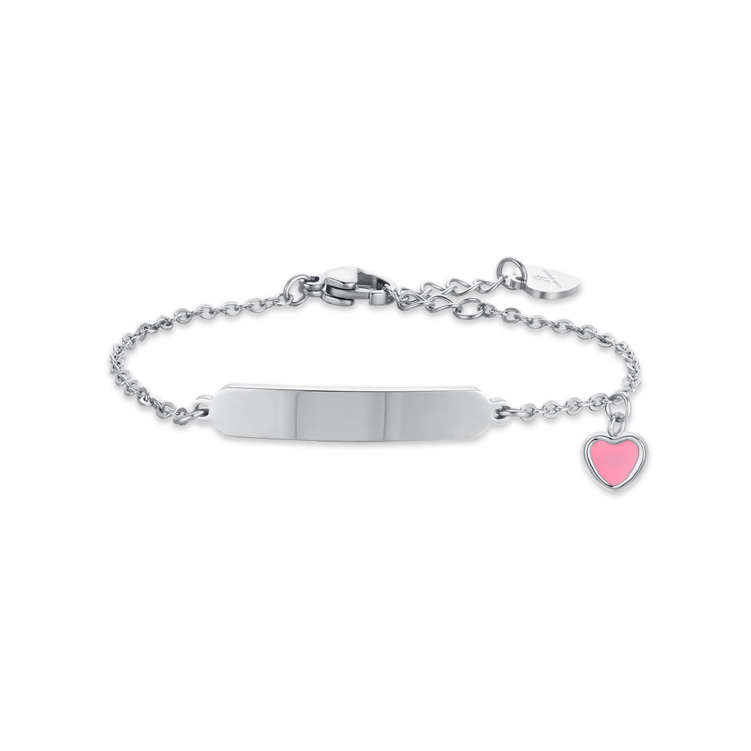 Luca Barra Girl's Steel Bracelet with Heart and Plate Luca Barra Girl's Steel Bracelet with Heart and Plate