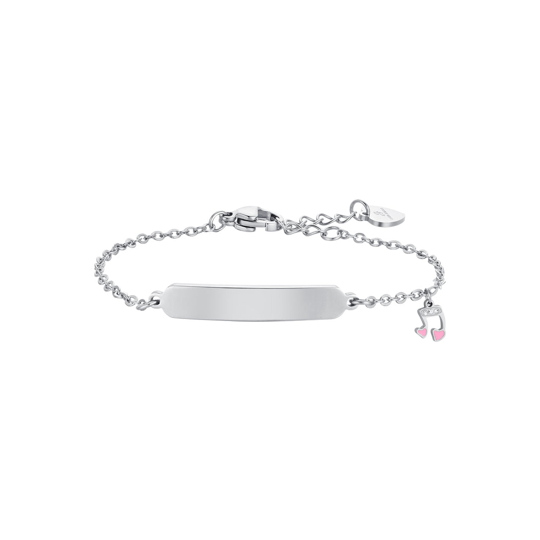 Luca Barra Girl's Steel Bracelet with Musical Note and Plate