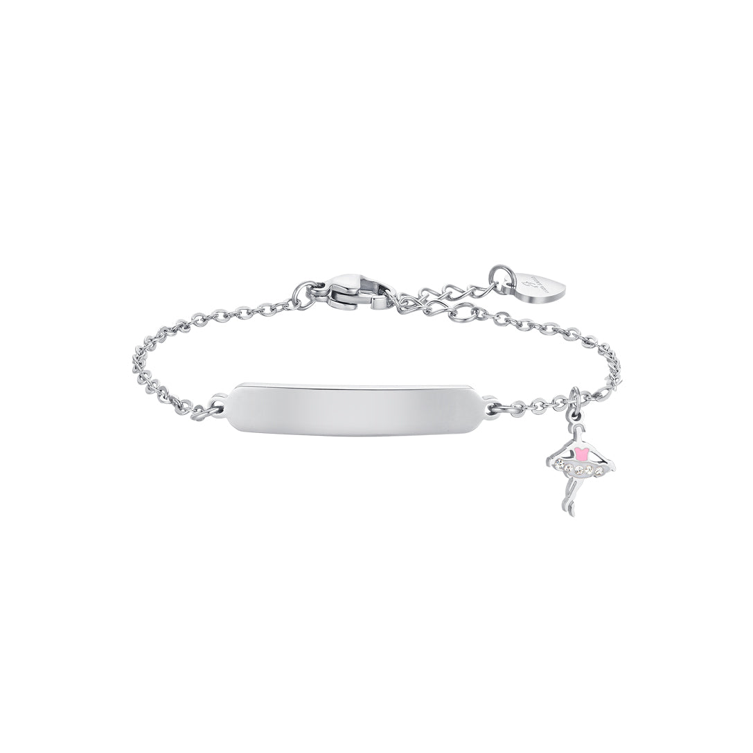 Luca Barra Girl's Steel Bracelet with Dancer and Plate