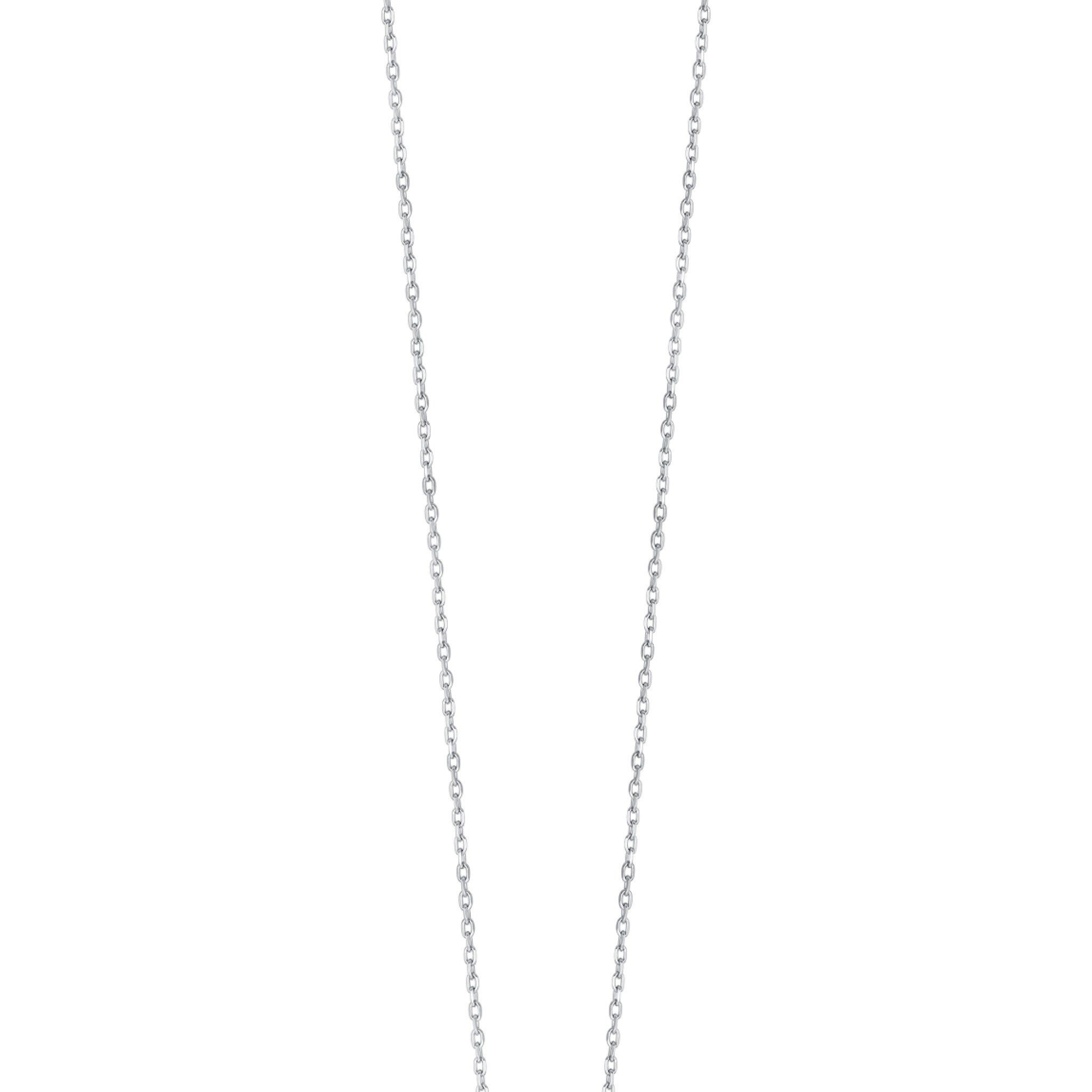 Silver-toned steel children's necklace with a black agate stone rudder pendant.