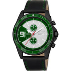 Just Cavalli Subversia Gents Silver Green Dial Black Color Case  Black Leather Strap Watch