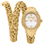 Just Cavalli Twined Ladies Mother-of-pearl dial Braided Yellow Gold-Tone Stainless Steel Watch