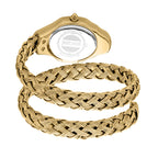 Just Cavalli Twined Ladies Mother-of-pearl dial Braided Yellow Gold-Tone Stainless Steel Watch