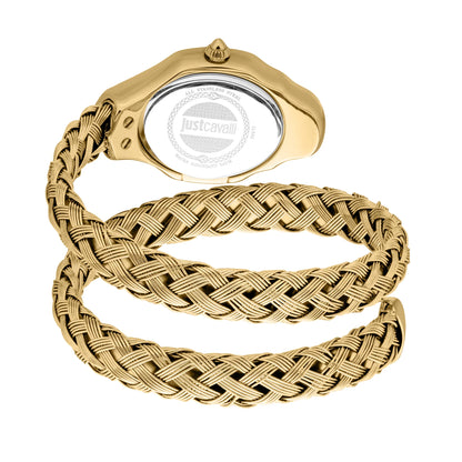Just Cavalli Twined Ladies Mother-of-pearl dial Braided Yellow Gold-Tone Stainless Steel Watch