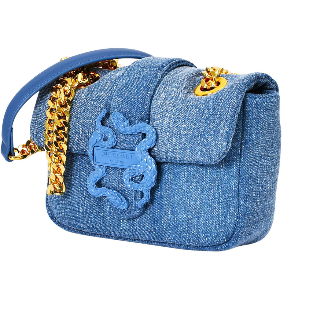 Just Cavalli Women's  Denim Snake-Detail Shoulder Bag