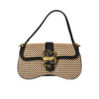 Just Cavalli Women's Raffia and Leather Snake-Detail Shoulder Bag