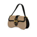 Just Cavalli Women's Raffia and Leather Snake-Detail Shoulder Bag