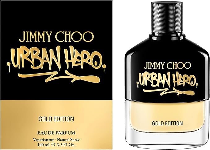 Jimmy Choo Urban Hero Gold Edition Eau de Parfum 100ml men’s luxury fragrance bottle