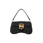 Just Cavalli Women's Black Quilted Shoulder Bag with Snake Clasp-