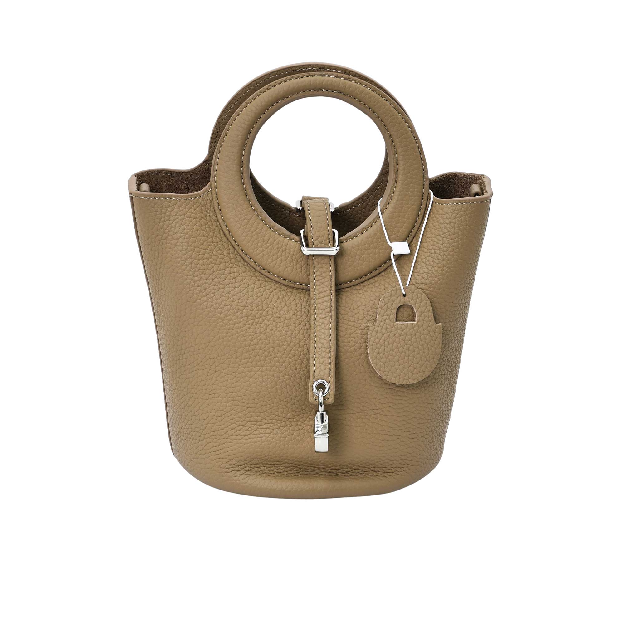 Karisma Women’s Structured Leather Bucket Bag with Circular Handle