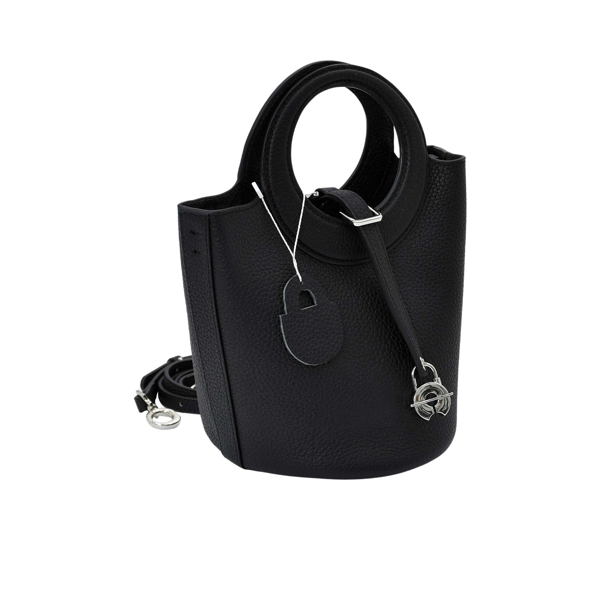 Karisma Women’s Structured Leather Bucket Bag with Circular Handle