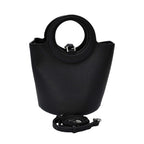 Karisma Women’s Structured Leather Bucket Bag with Circular Handle