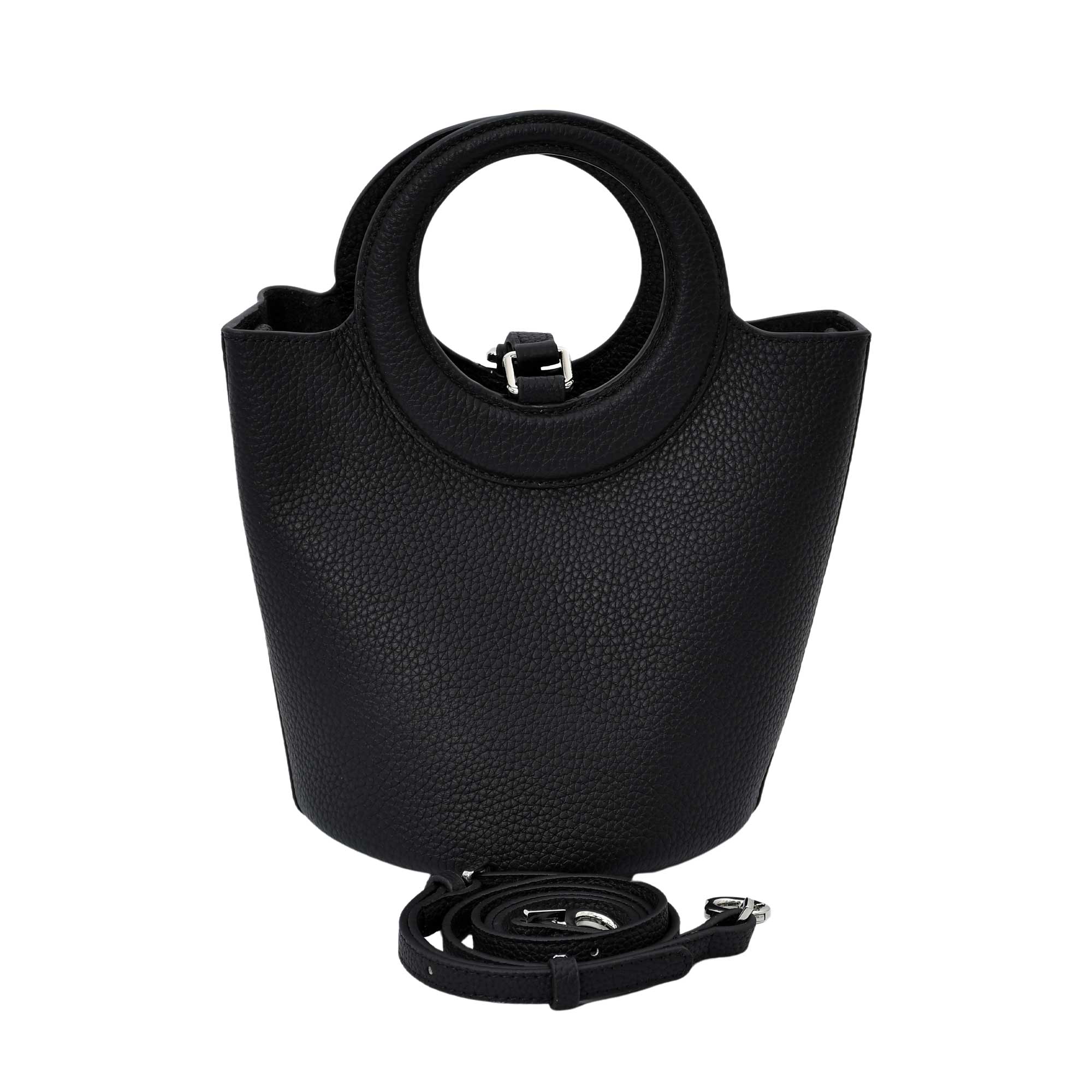 Karisma Women’s Structured Leather Bucket Bag with Circular Handle