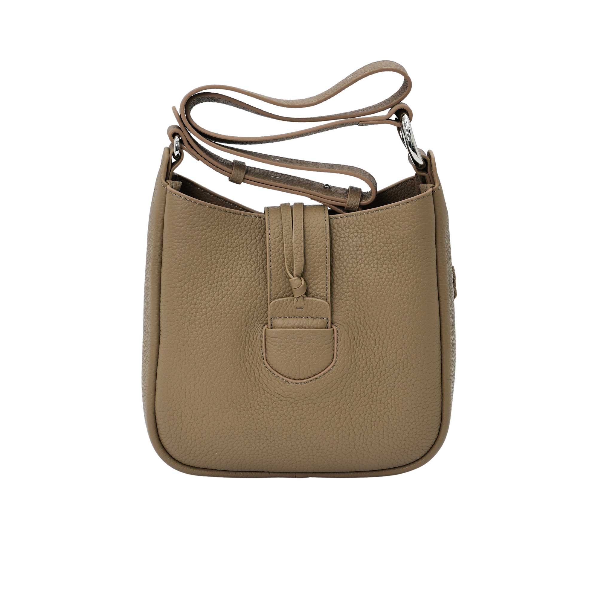 Karisma leather bucket bag with top handle and detachable strap in premium textured leather