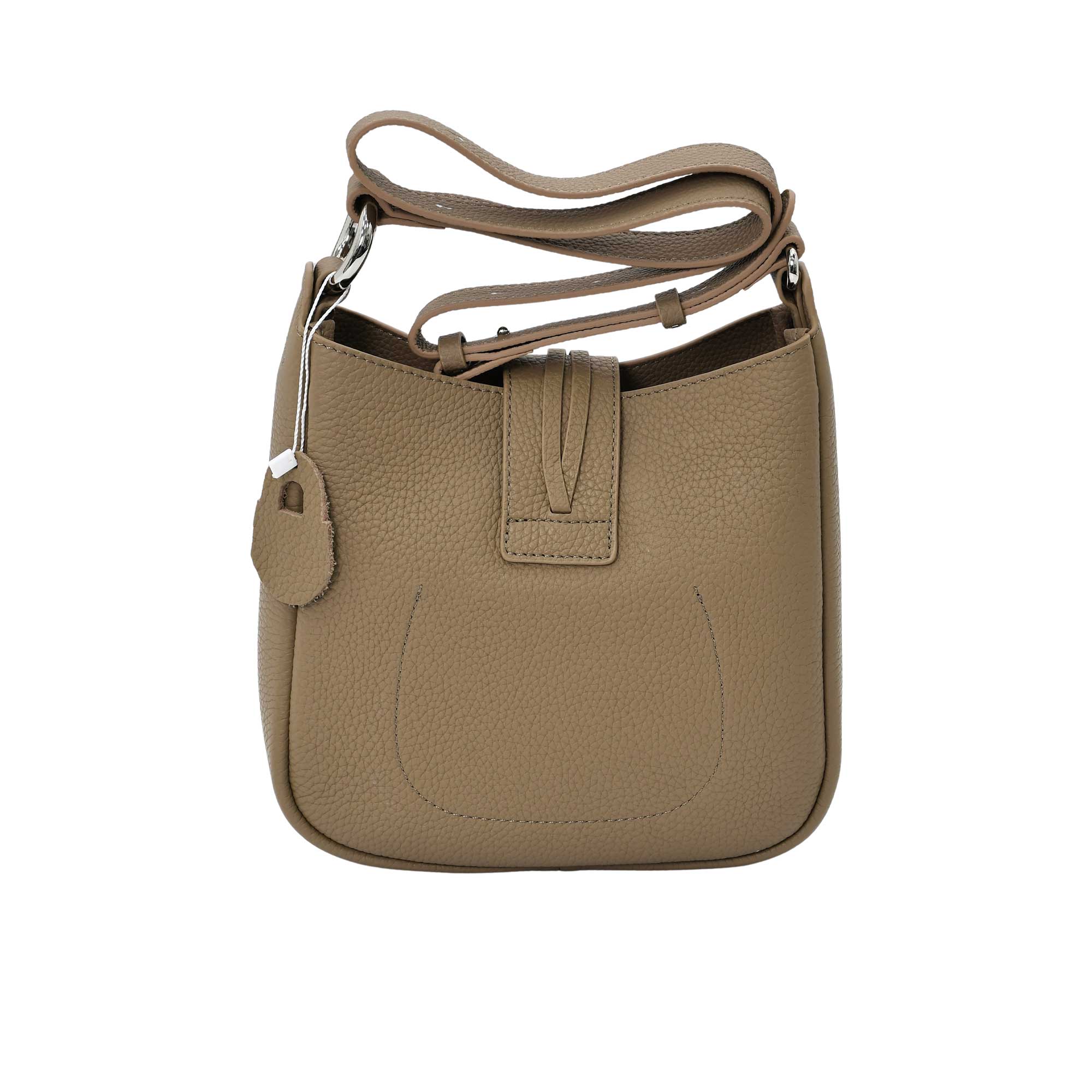 Karisma leather bucket bag with top handle and detachable strap in premium textured leather
