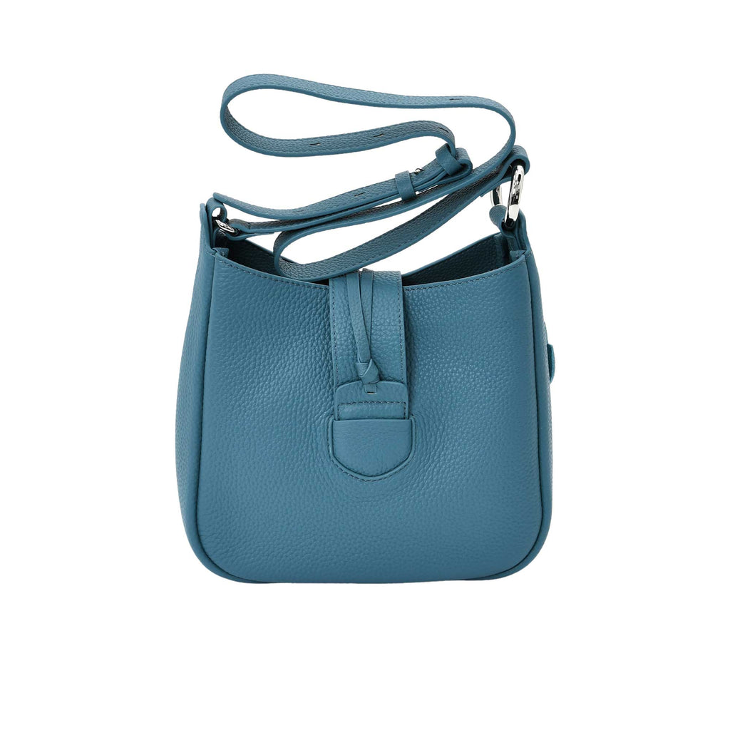 Karisma leather bucket bag with top handle and detachable strap in premium textured leather