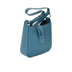 Karisma leather bucket bag with top handle and detachable strap in premium textured leather