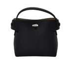 Karisma structured leather top handle bag with metal turn-lock closure