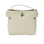 Karisma structured leather top handle bag with metal turn-lock closure