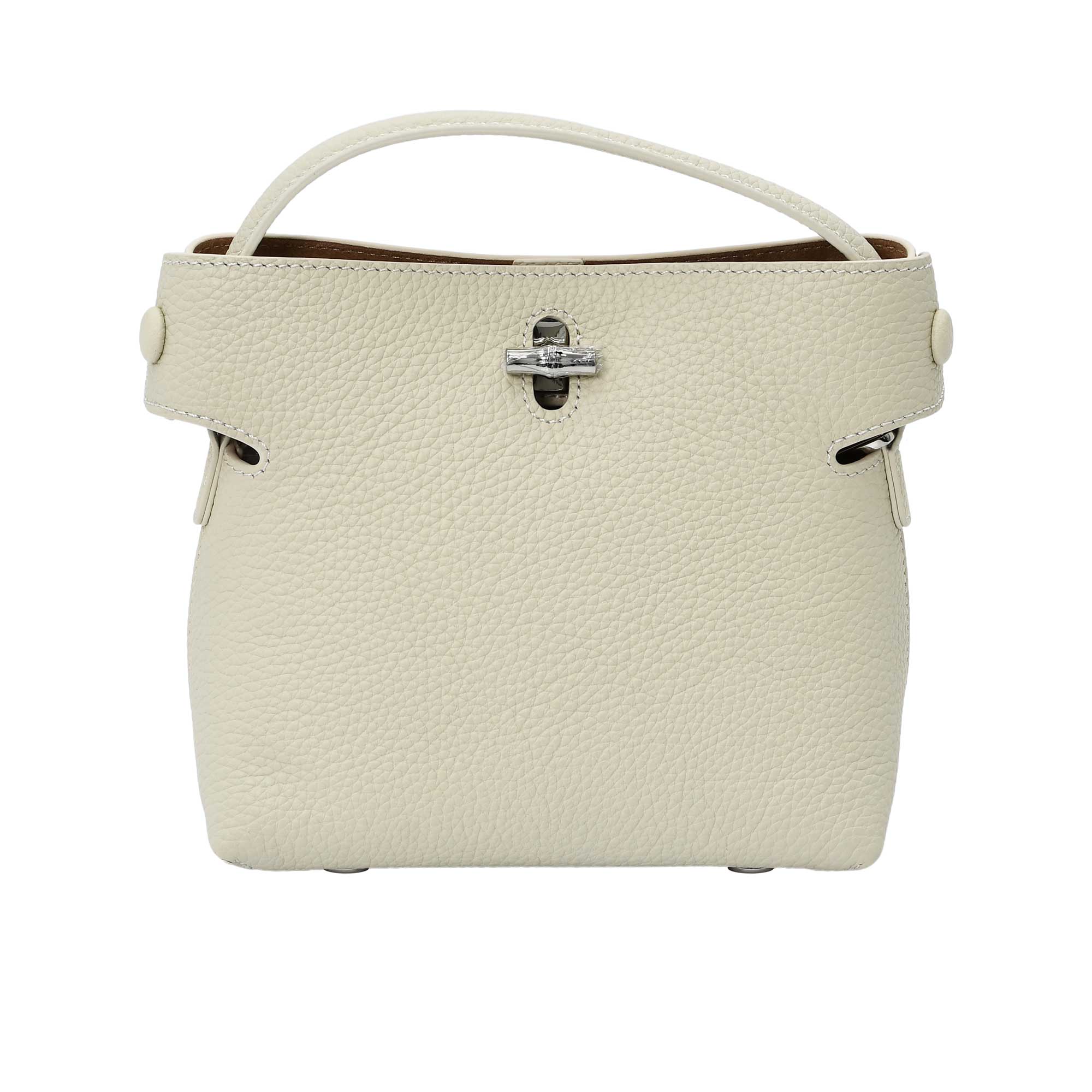 Karisma structured leather top handle bag with metal turn-lock closure