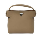 Karisma structured leather top handle bag with metal turn-lock closure