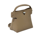 Karisma structured leather top handle bag with metal turn-lock closure