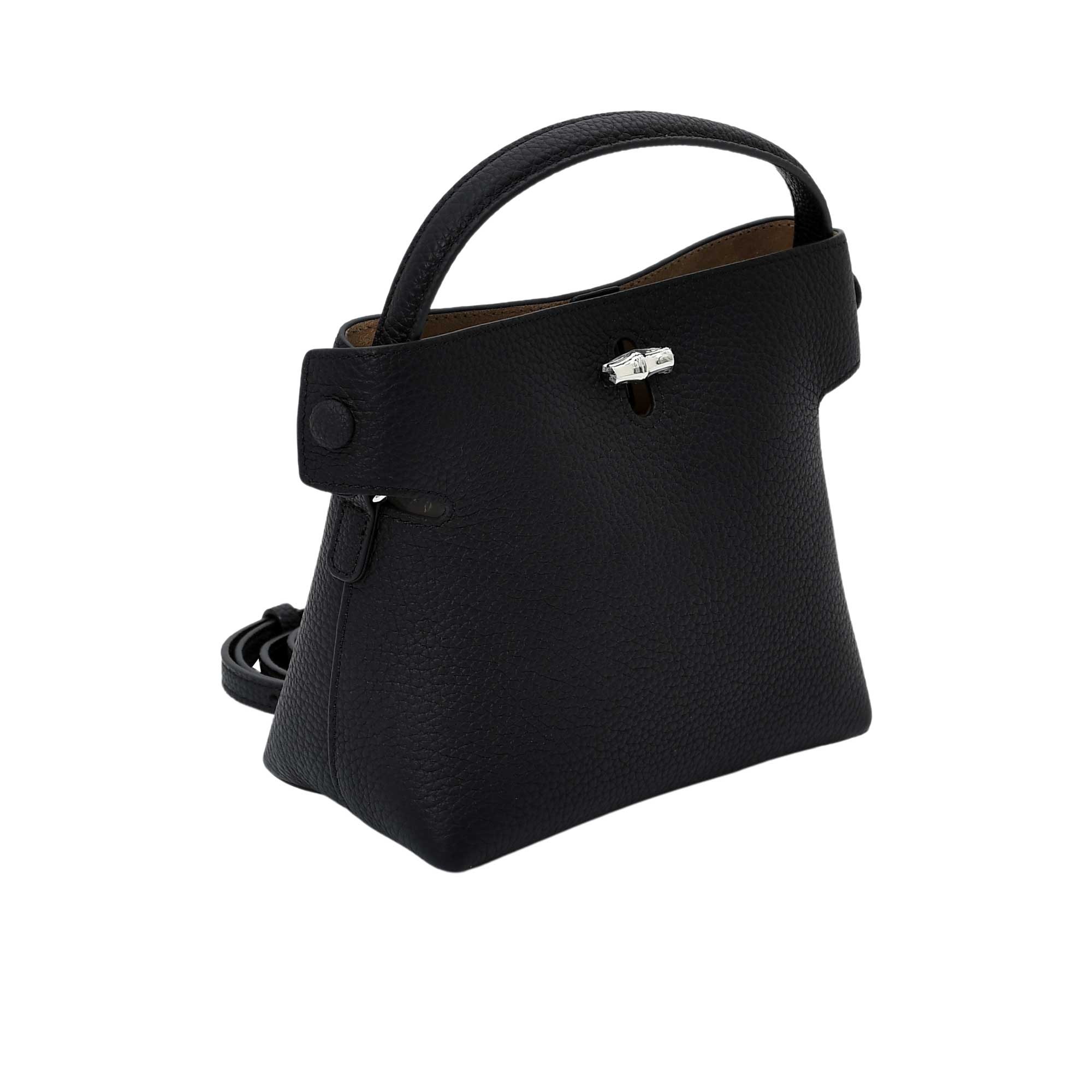 Karisma structured leather top handle bag with metal turn-lock closure
