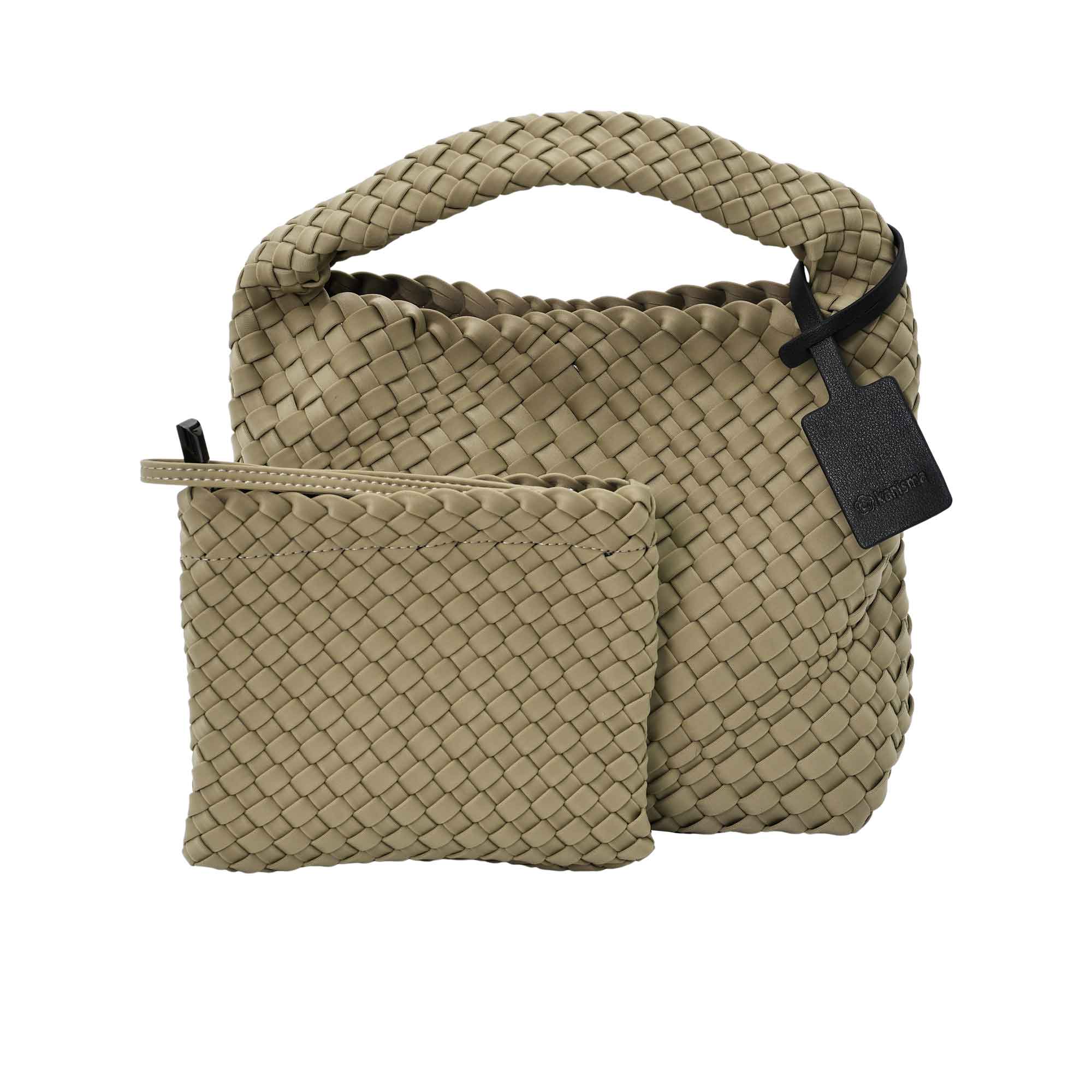 Karisma woven lady bag in beige with top handle and chain strap
