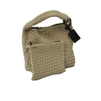 Karisma woven lady bag in beige with top handle and chain strap