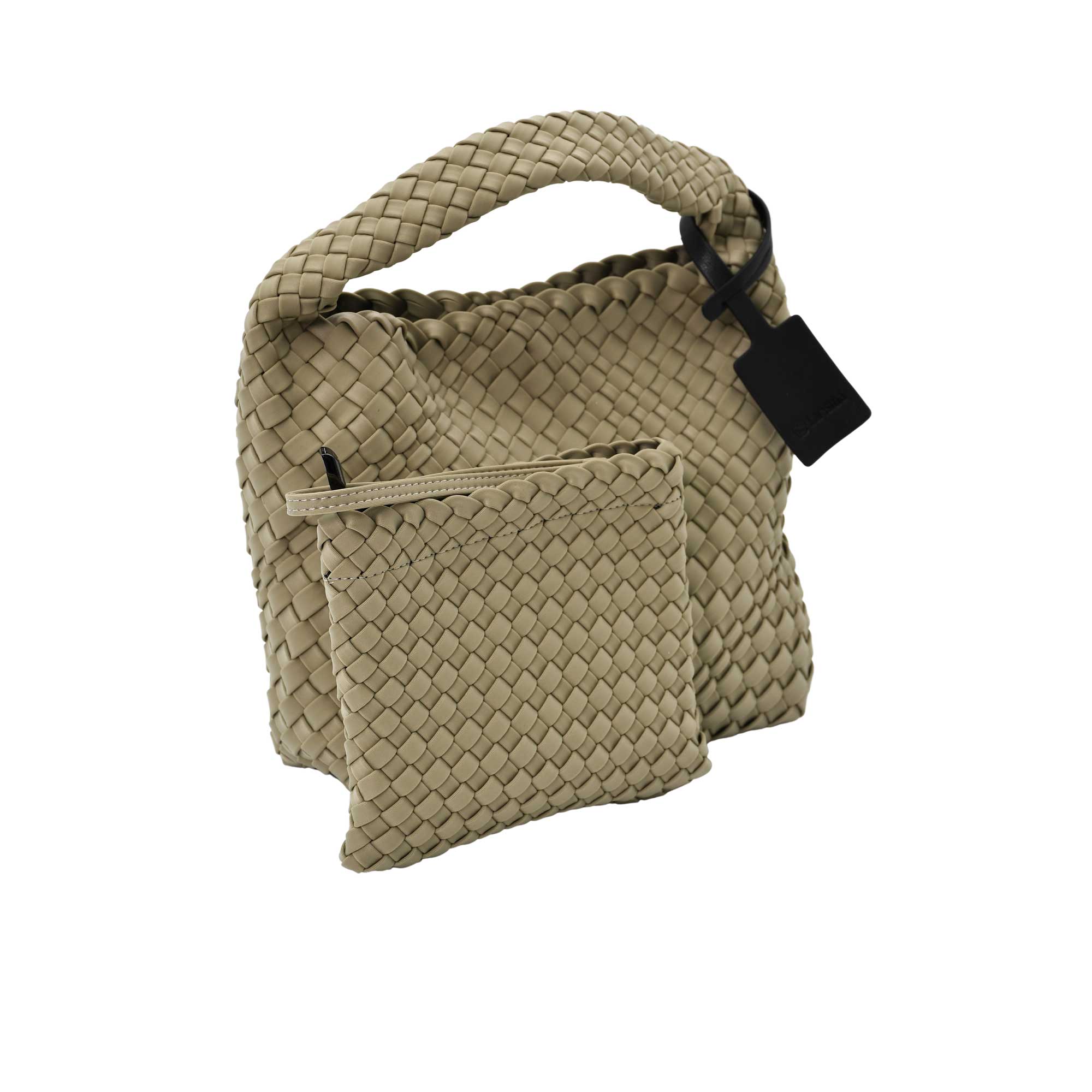 Karisma woven lady bag in beige with top handle and chain strap