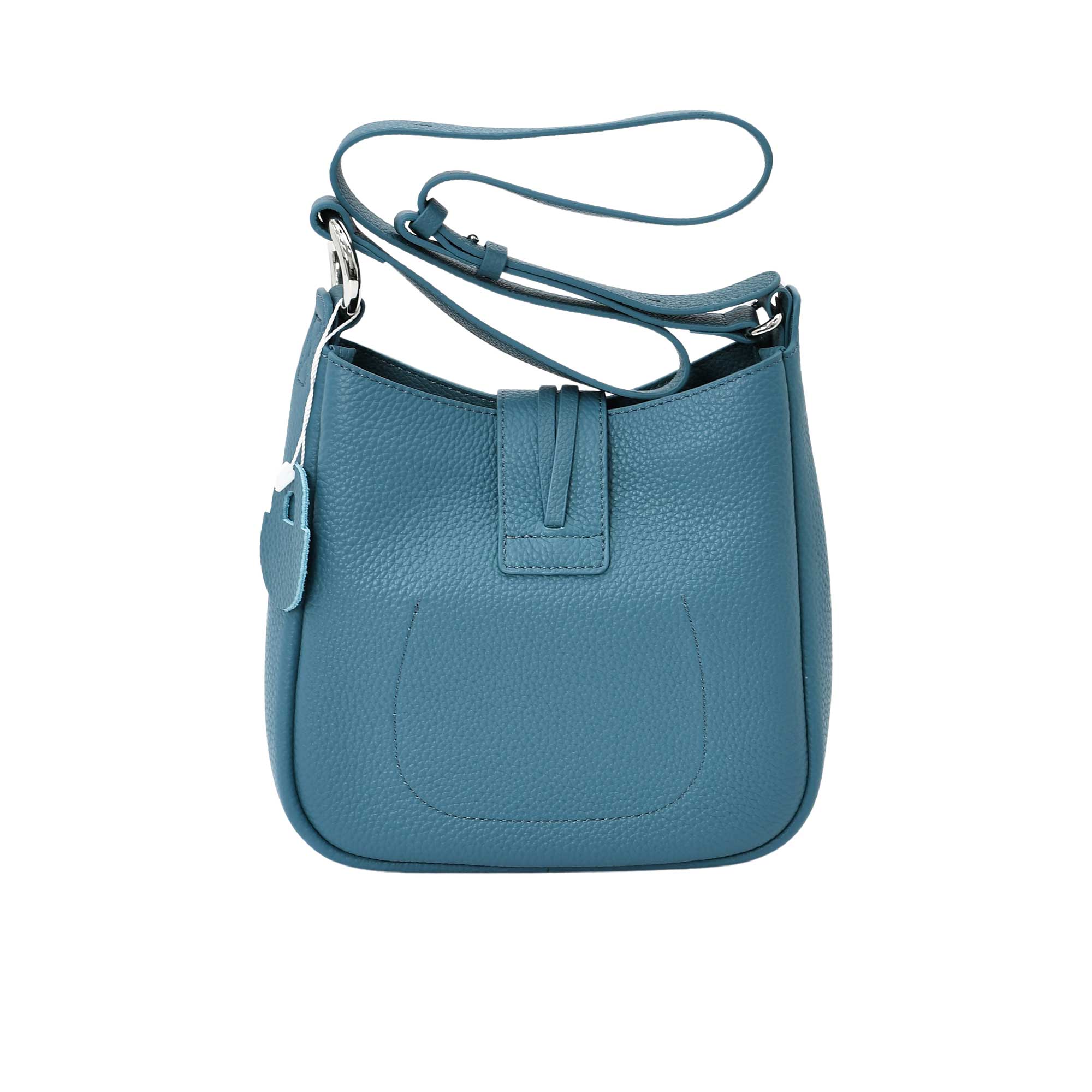 Karisma leather bucket bag with top handle and detachable strap in premium textured leather