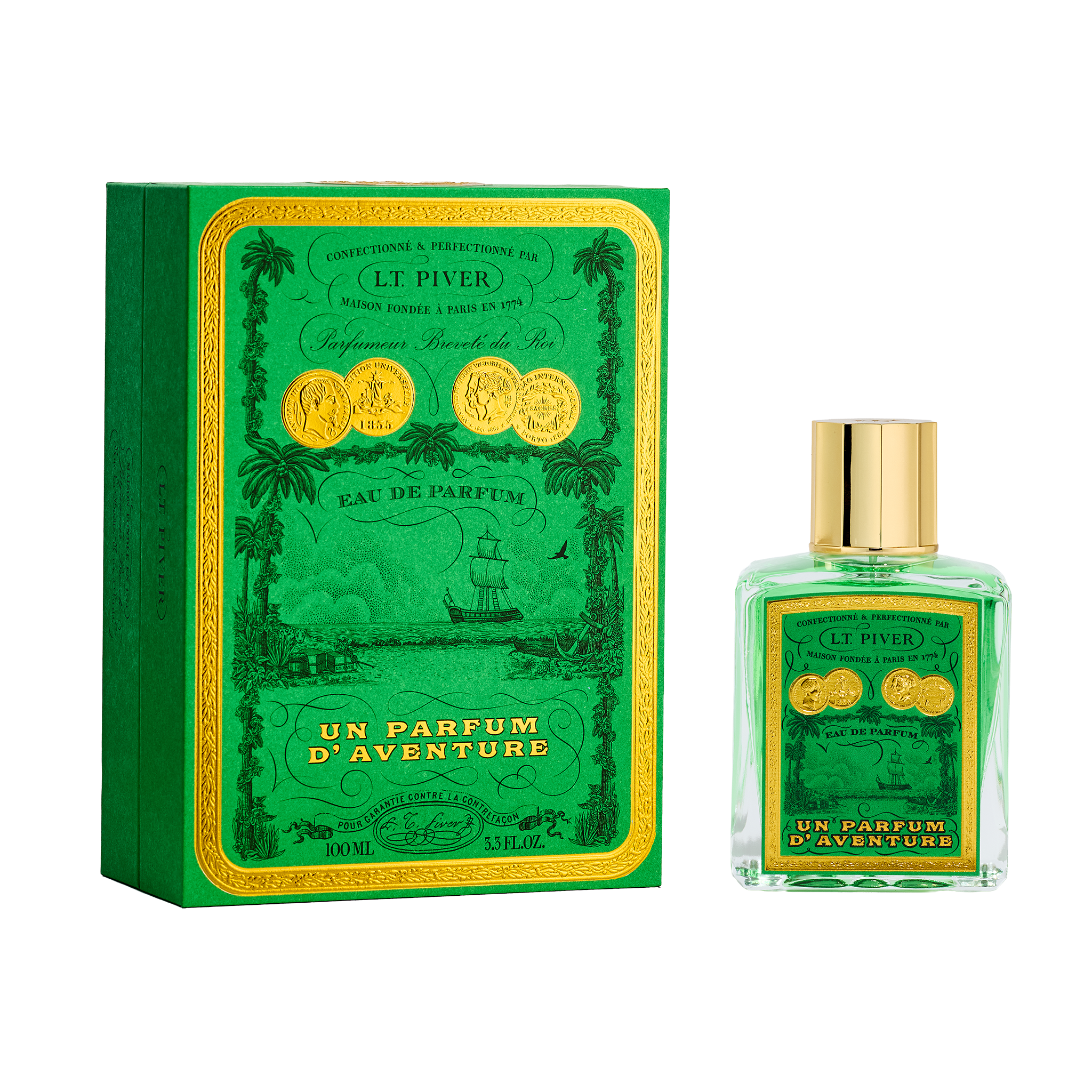 L.T. Piver Un Parfum D’Aventure Eau de Parfum 100ml adventurous heritage fragrance bottle and packaging – Find Online Today at Paris Gallery Qatar