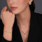 Cerruti Luciana Gold Plated Bracelet with Center Round Motif and White Stones