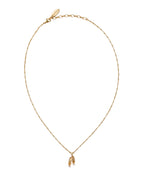 Les Nereides Women's Pink Pallet Slipper Pendant Necklace Gold necklace with a pendant on a light gray background