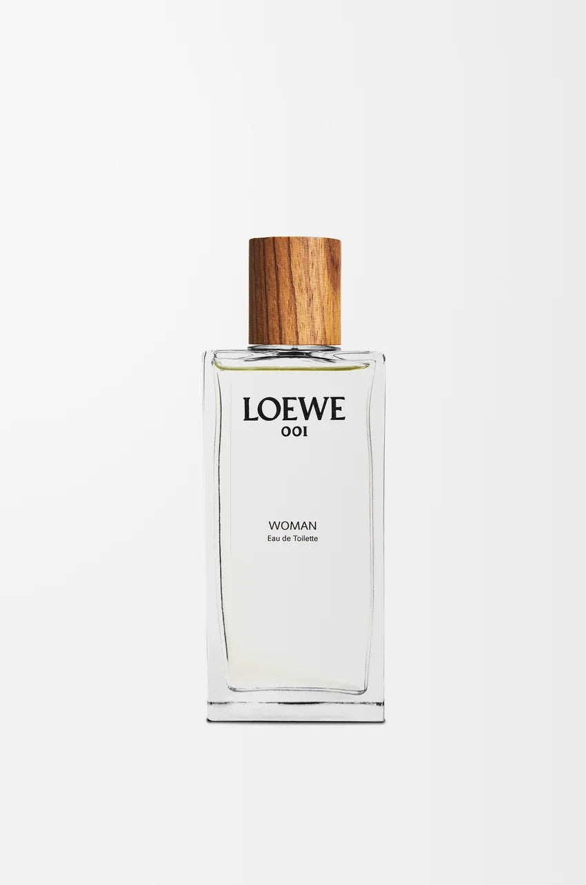 Loewe 001 Woman EDT 100ml perfume bottle with minimalist glass design and wooden cap