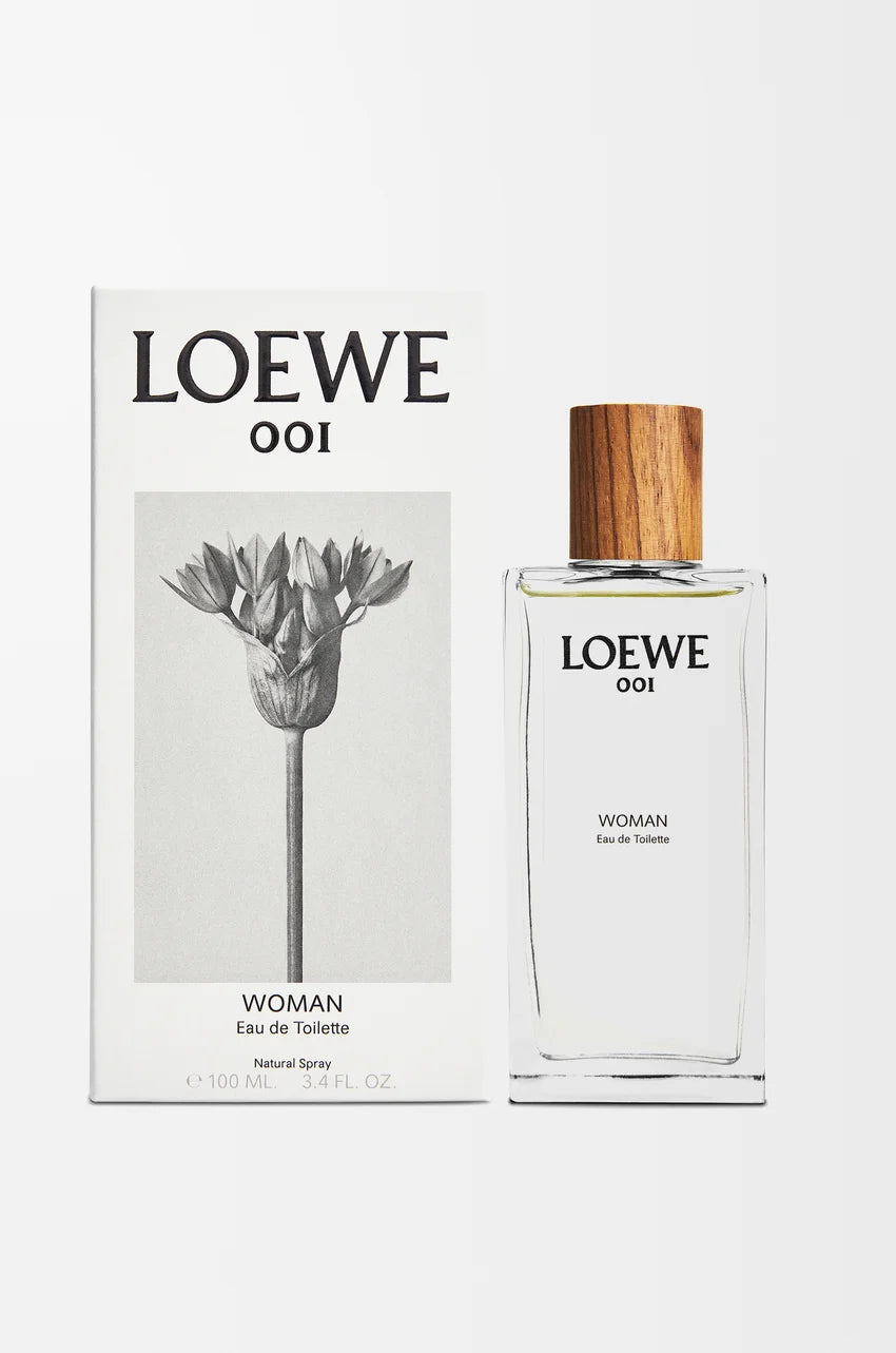Loewe 001 Woman EDT 100ml perfume bottle with minimalist glass design and wooden cap