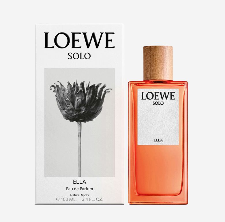 Loewe Solo Ella Eau De Parfum 100ml for women in coral orange bottle with wooden cap