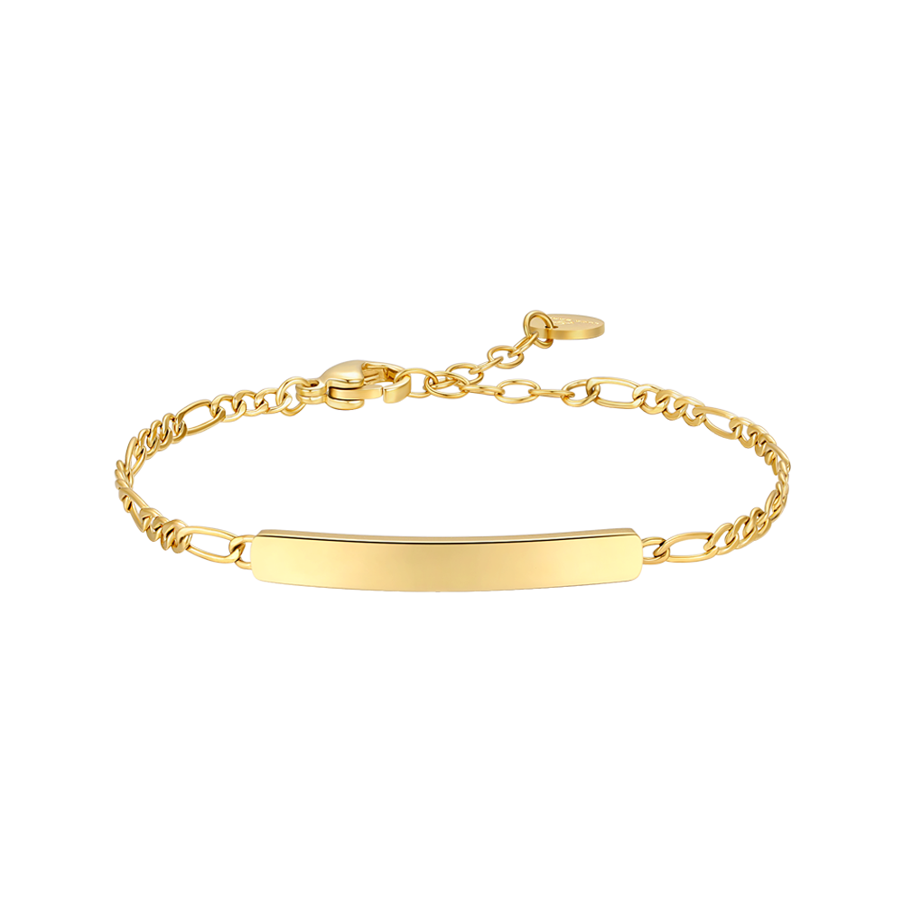Luca Barra Kid's IP Gold Steel Bracelet with Plate