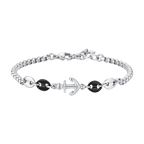 Luca Barra Men’s steel bracelet featuring an anchor design with black IP steel elements, modern masculine style, Shop Online Today at Paris Gallery Qatar