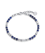 Luca Barra men’s steel bracelet featuring natural blue lapis stones, modern and stylish design, available now at Paris Gallery Qatar