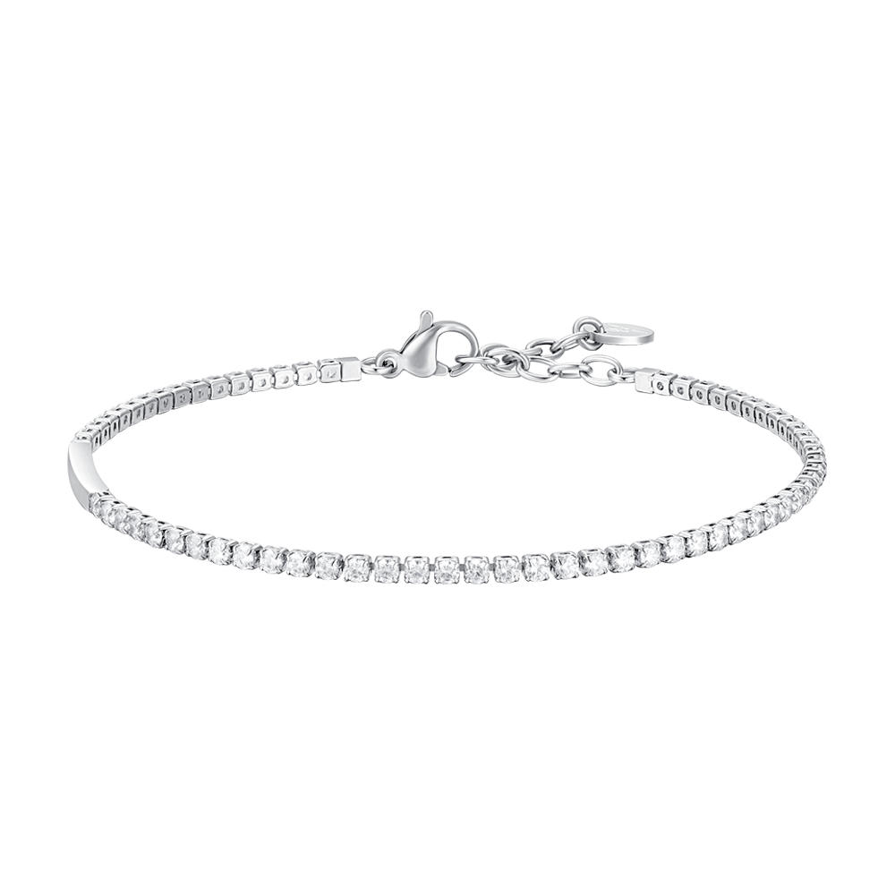 Luca Barra men’s steel tennis bracelet featuring white zirconia stones, elegant and timeless design, Find Online Today